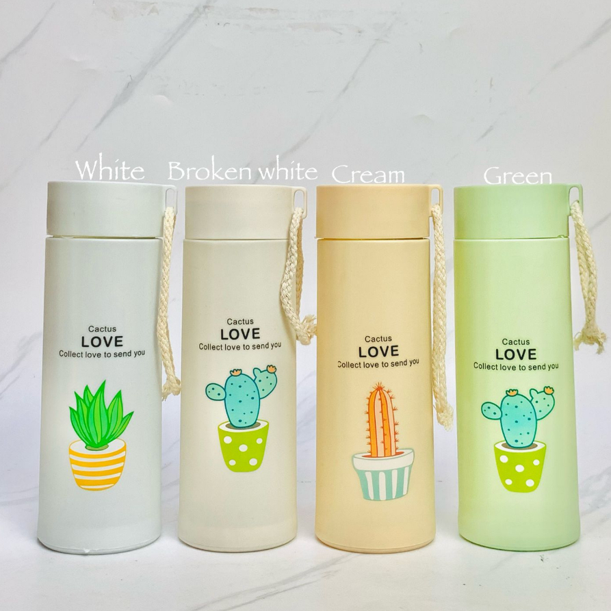Botol Kaca Tumbler Kaktus Custom Grafir Nama Logo Perusahaan Satuan