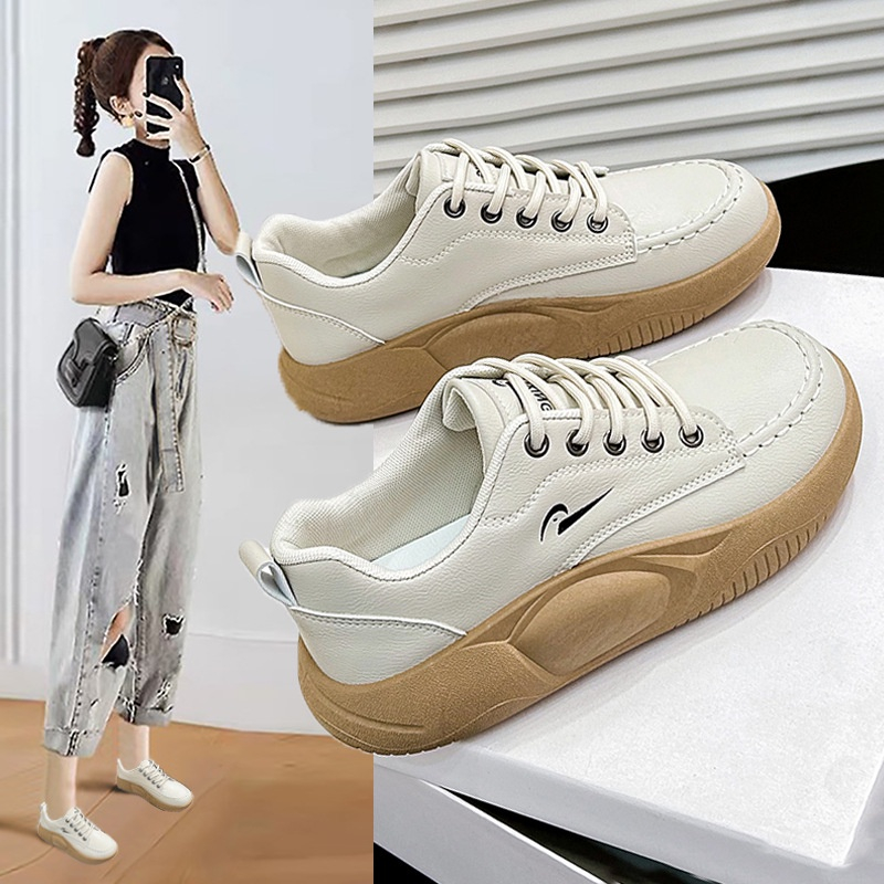 GROSIRTAS &quot;FREE BOX&quot; LV0214 Sepatu Platform Polos Wanita Import/Sepatu Sneakers Style Korean