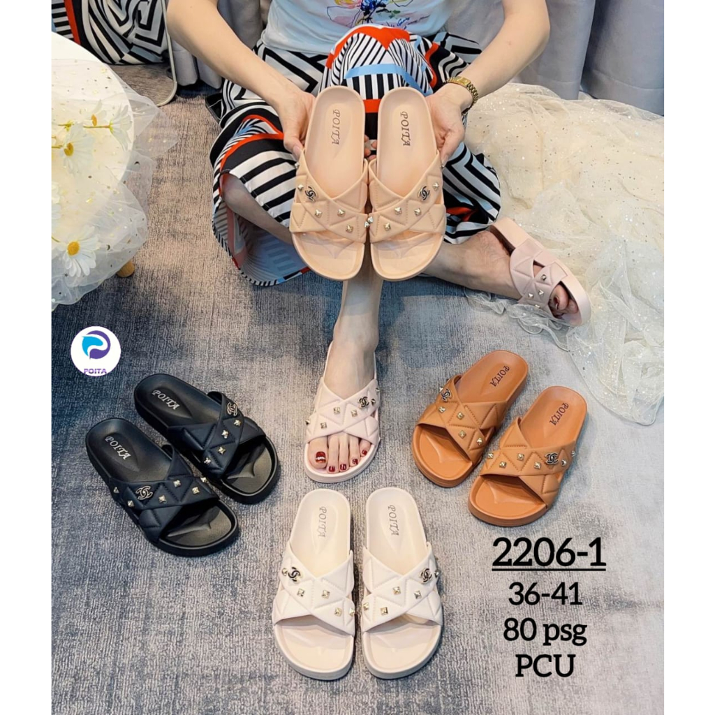 Sandal Selop Silang Wanita Pernak-Pernik PCU Import
