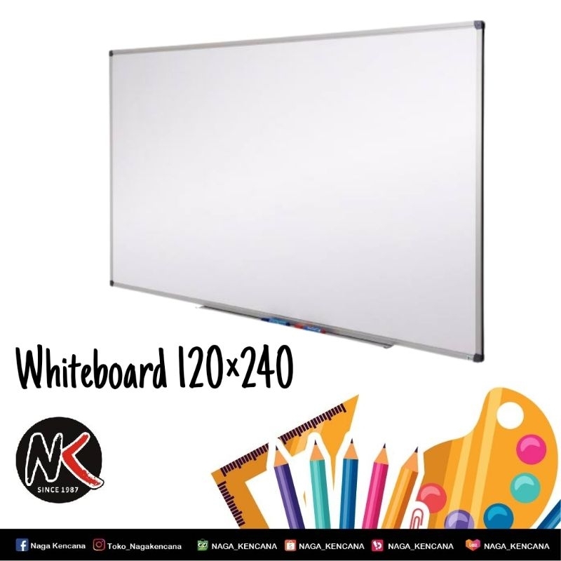 

Whiteboard / papan tulis Non Magnet ukuran 120 × 240cm
