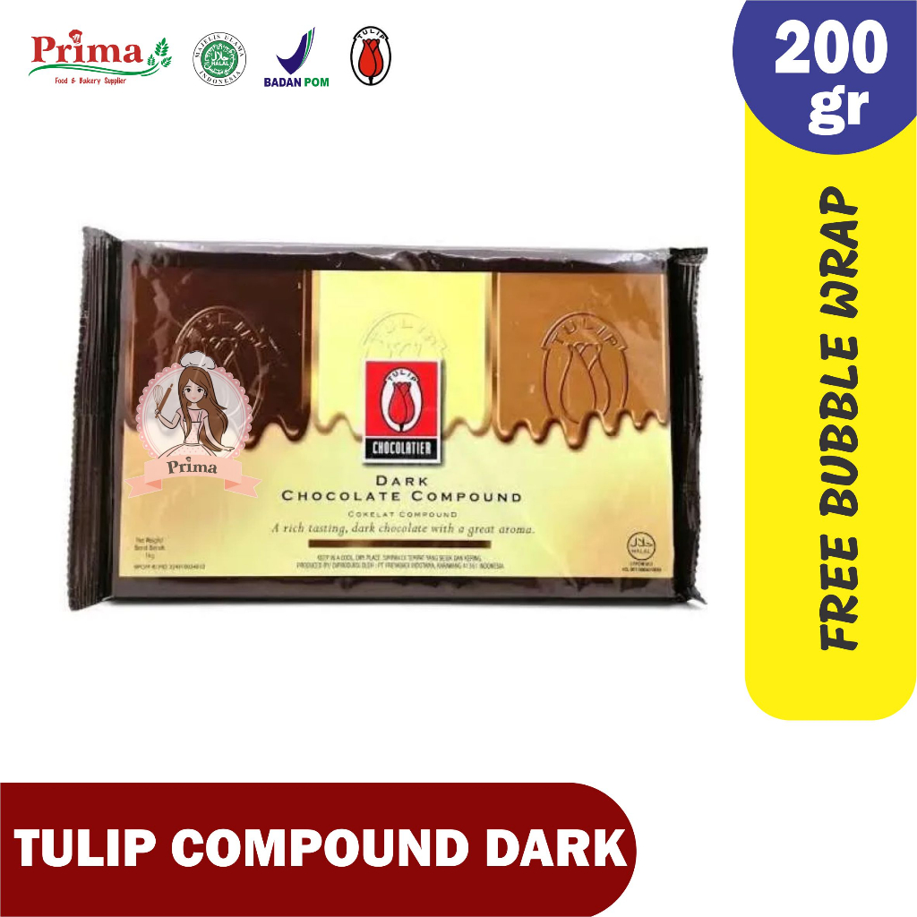 

Coklat compound - Tulip compound dark kemasan potongan 200gr