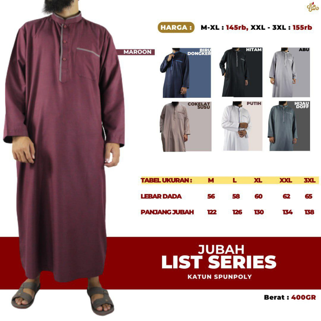 Jubah Gamis Pria Dewasa Lengan Panjang Model List Terlaris