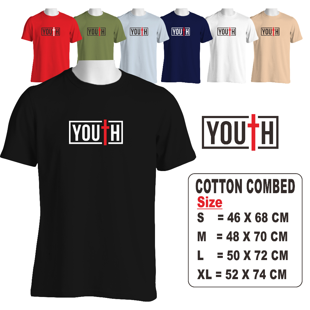 Kaos Oblong Rohani Desain Youth  bahan Katun Combed 30s