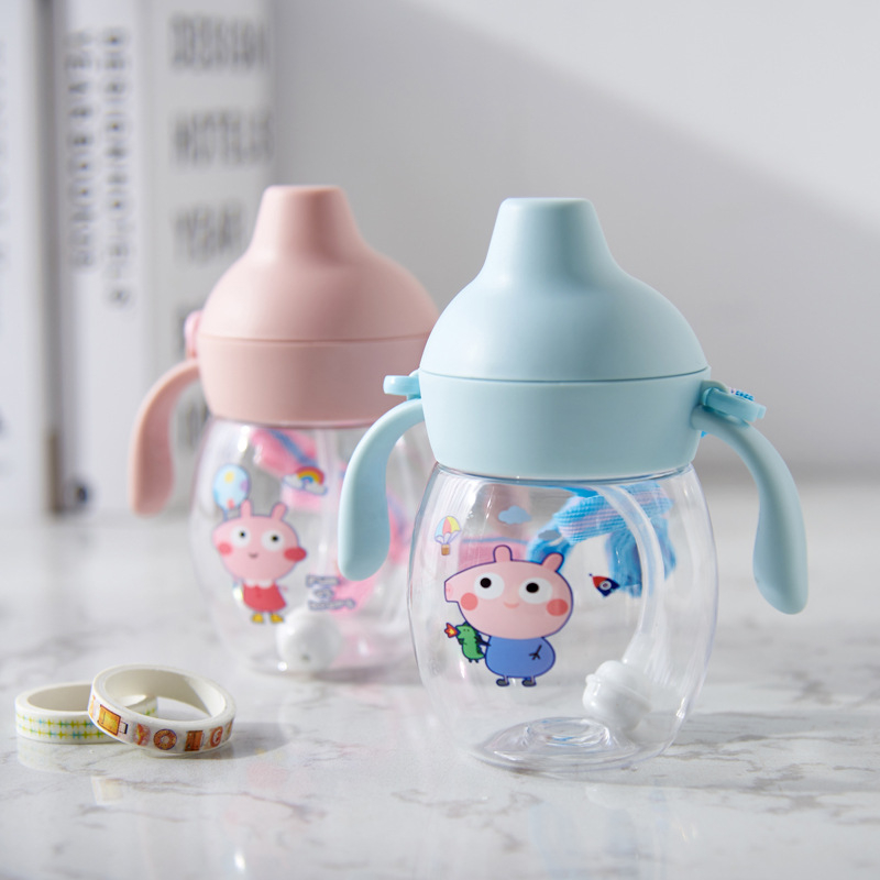 MMM Botol Minum Anak Anti Tumpah 280 ml Karakter Piggy Botol Minum Bayi 280ml BPA FREE TempaT Minum Lucu Anti Sedak karakter Gelas Anak Balita Training Cup Handle