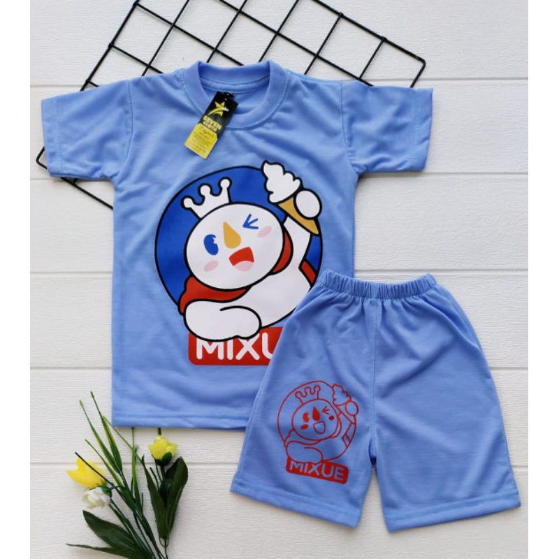 setelan kaos anak mixue