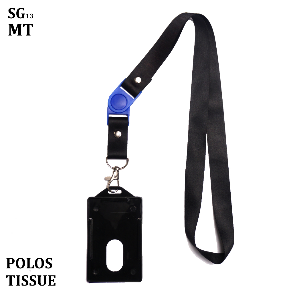 Tali LANYARD lebar 2 cm Tissue STOPPER ID Card Name Tag gantungan idcard POLOS Sangat Halus Dibanding Tali Polyester