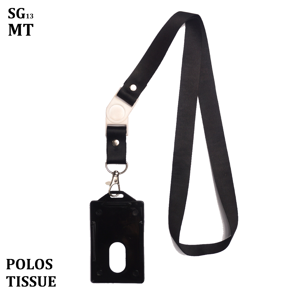 Tali LANYARD lebar 2 cm Tissue STOPPER ID Card Name Tag gantungan idcard POLOS Sangat Halus Dibanding Tali Polyester