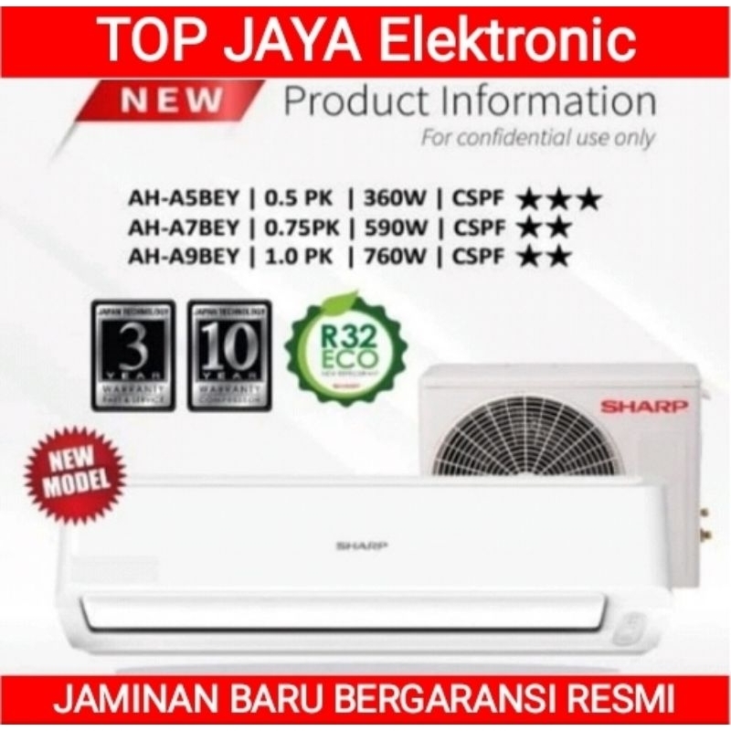 AC SHARP 1PK/SHARP AC 1PK AH-A9BEY BARU BERGARANSI RESMI