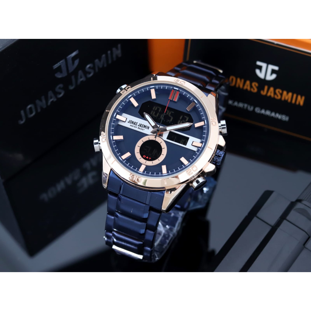 Jonas Jasmin Jam Tangan Dual Time Stainless Steel Orignal