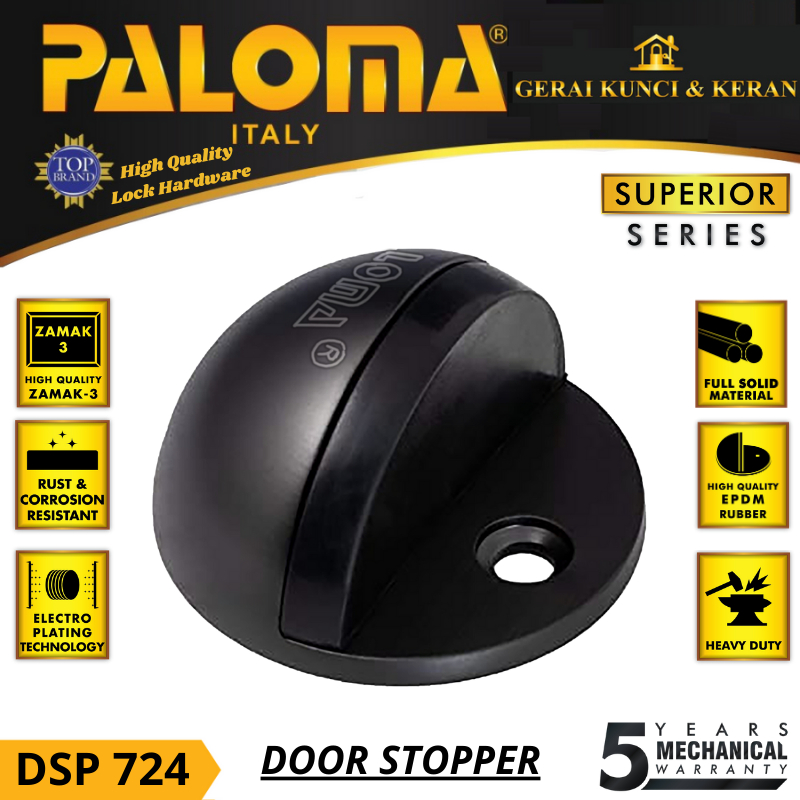 Penahan Pintu DOOR STOPPER PALOMA DSP 724 Lantai Floor HITAM Black Matte