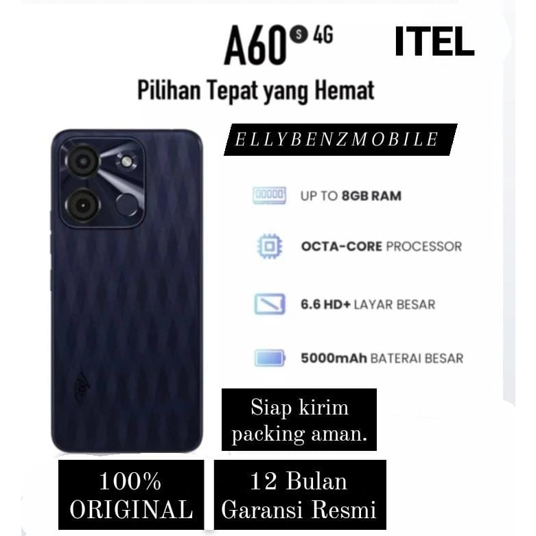 Itel A60S 4/64 GB | 4+4 GB upto 8 GB New Garansi Resmi