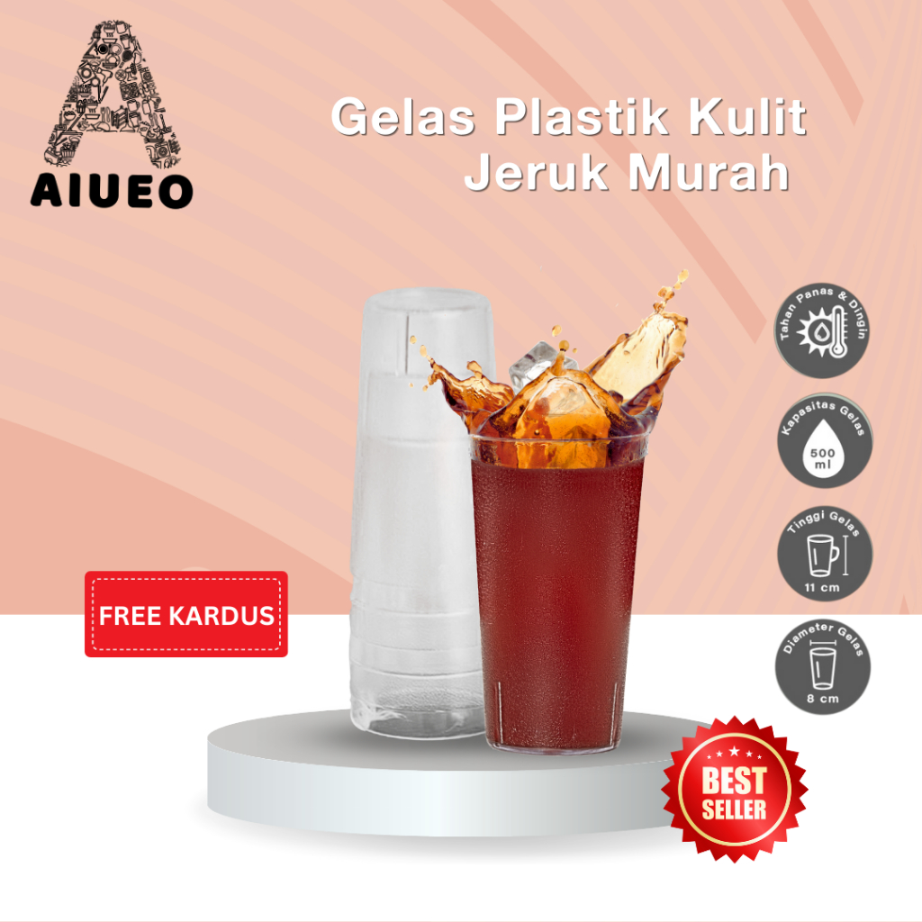 Gelas Plastik Kulit Jeruk 500ml | Gelas Minum Restoran | Gelas Es Teh