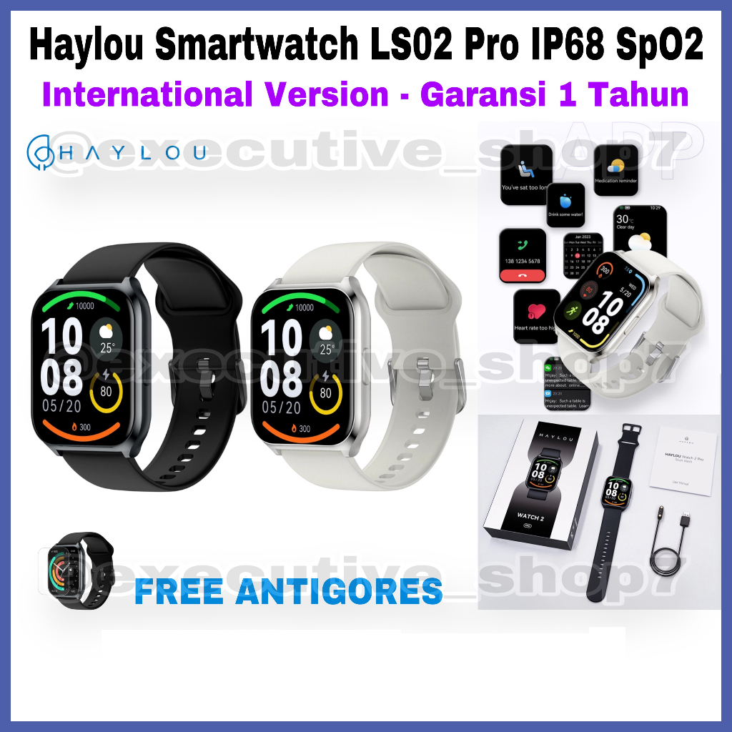 Haylou Smartwatch LS02 Pro IP68 SpO2 - International Version - Garansi 1 Tahun