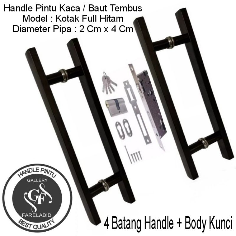 Handle Pintu Rumah Kaki Baut Tembus 80 Cm Set Kunci Tarikan Gagang Pintu Alumunium 60 Cm Pegangan Pintu Kaca Tempered Glass 45 Cm