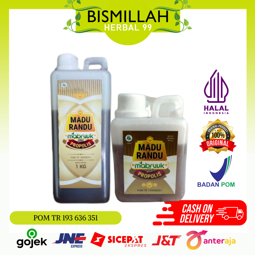 

MADU MURNI MADU RANDU MABRUUK PLUS PROPOLIS 1KG ASLI ORIGINAL HALAL| MULTIFUNGSI ANTIOKSIDAN TINGGI