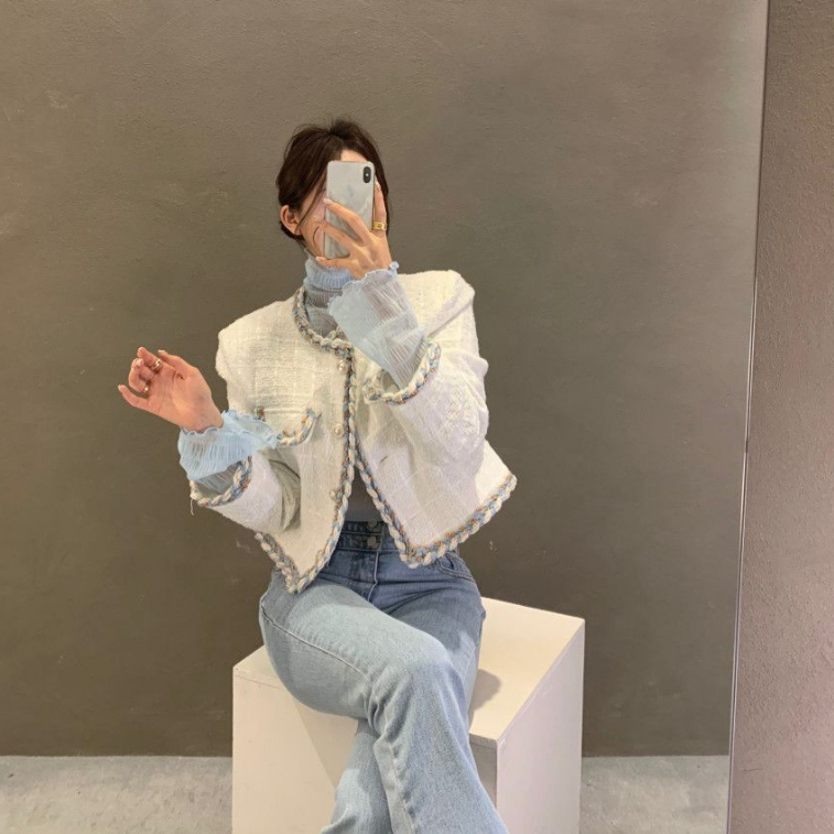 XIAOZHAINV Korean Style Cardigan Lengan Panjan Wanita Crop Pendek 0801/Baju Wanita Kekinian