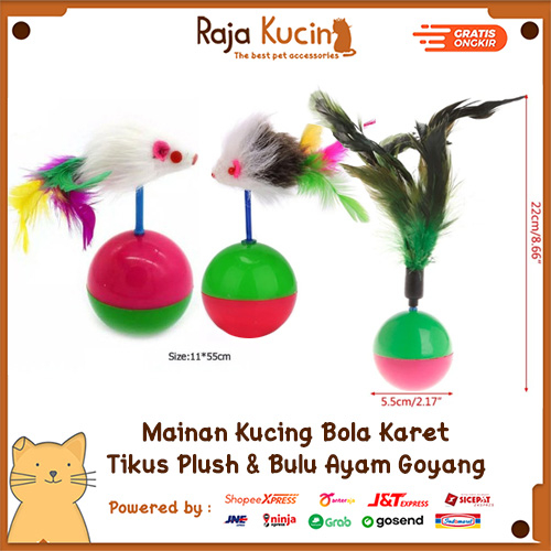 Mainan kucing bola karet tikus plush goyang