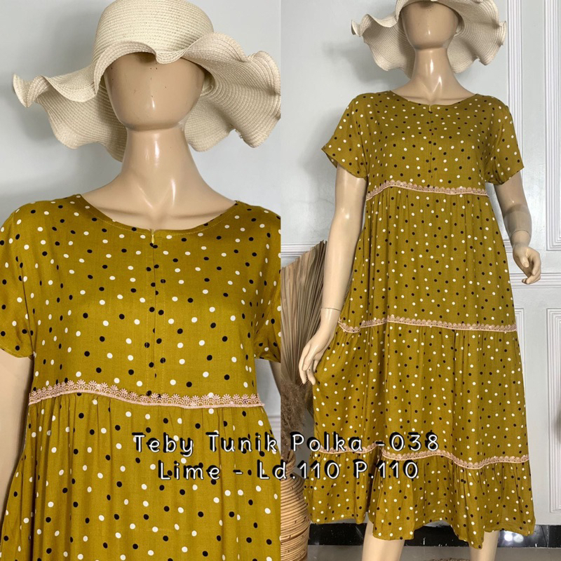 Daster Arab Teby TUNIK POLKA &amp; TUNIK FLOWER Dress Bawah Lutut