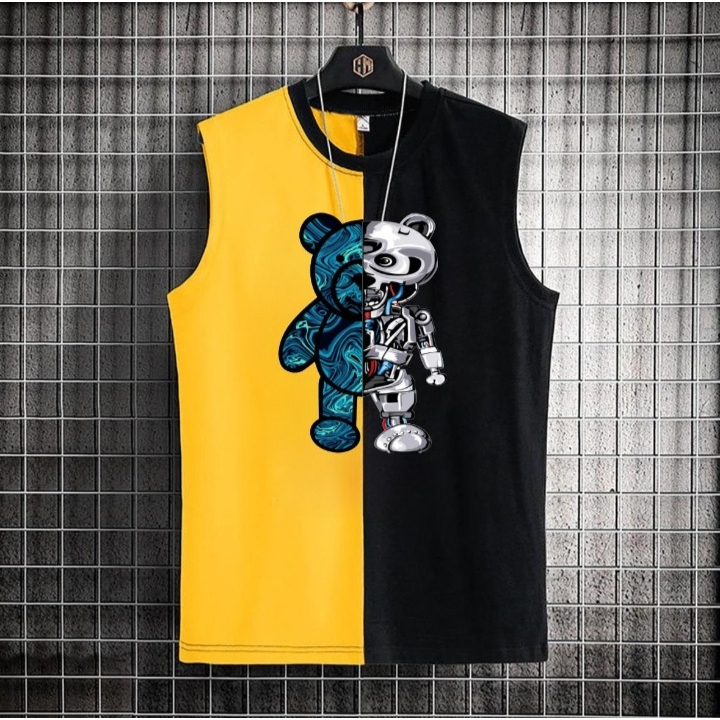 JOSJOLI_STORE/KAOS SINGLET TEDBOT/Atasan Pria Dewasa Lengan Panjang/LD 100CM PJ 68