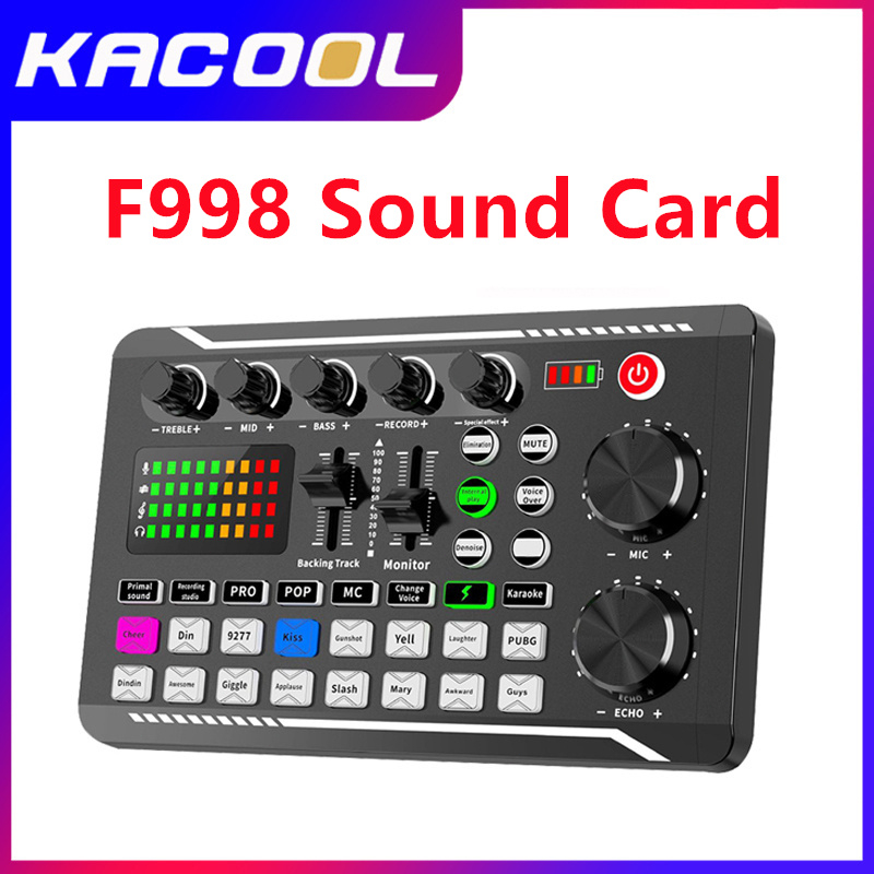 Soundcard Bluetooth Sound Card F998/V8S/V8 Live Mixer Audio Broadcast Recording Karaoke Sound Card