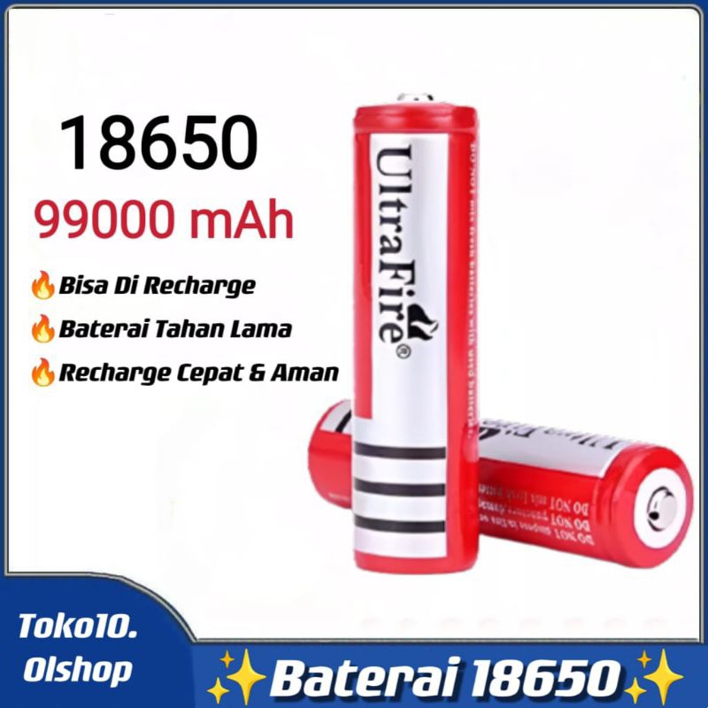 Baterai 18650/ Baterai Senter/ Baterai mini fan⭐ Toko10 ⭐