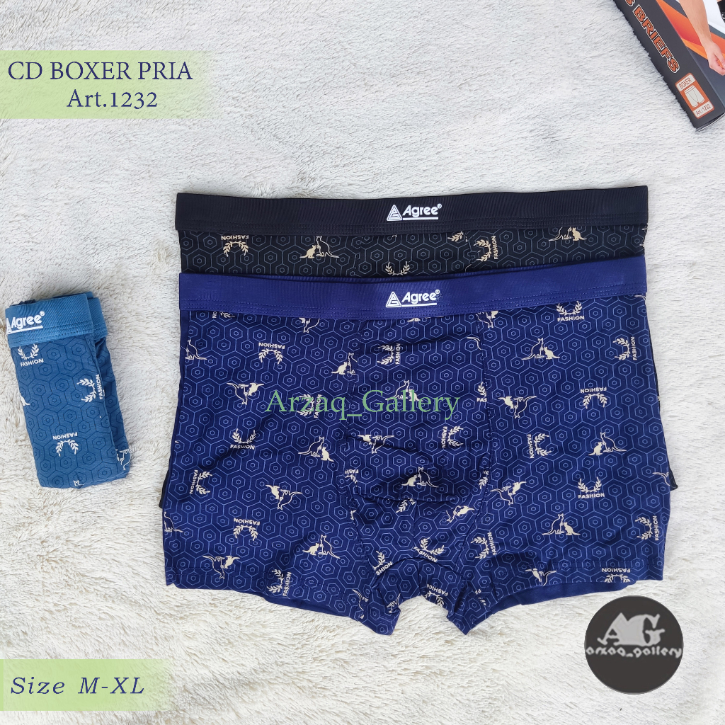 [ 3pc ] Boxer AGREE SPORT Art. 1232 | Celana Dalam Pria Boxer Motif