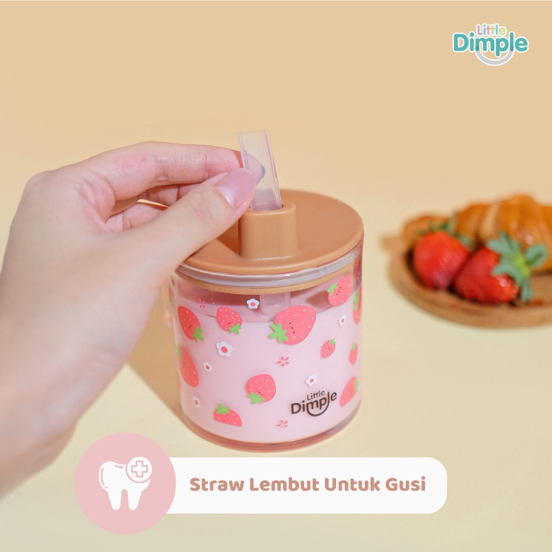 Little Dimple Multipurpose Cup MILK CUP Gelas Tritan Latihan Minum Bayi MPASI Gelas Susu Bayi + UKUR Takaran + Sedotan 6M+ 240ml