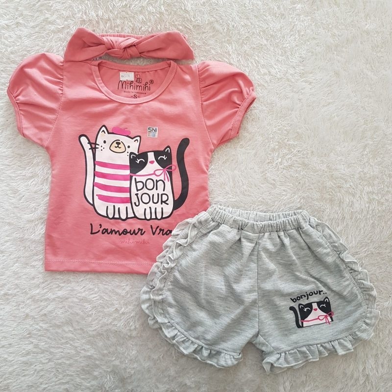 Setelan Bayi Bonjour Cat set