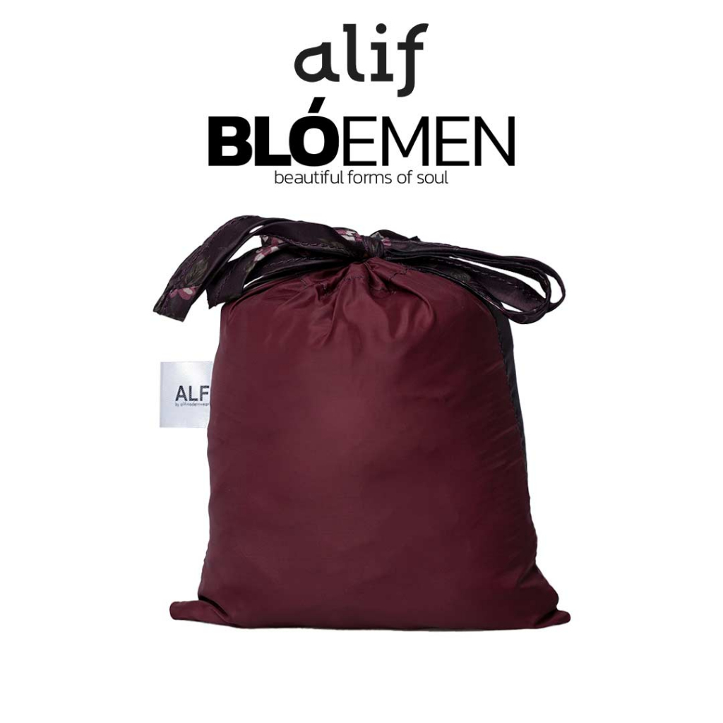 ALIF MUKENA MINI MOTIF PARASUT PREMIUM KOREA TRAVEL - LILY IN MAROON ( MKN-204 )