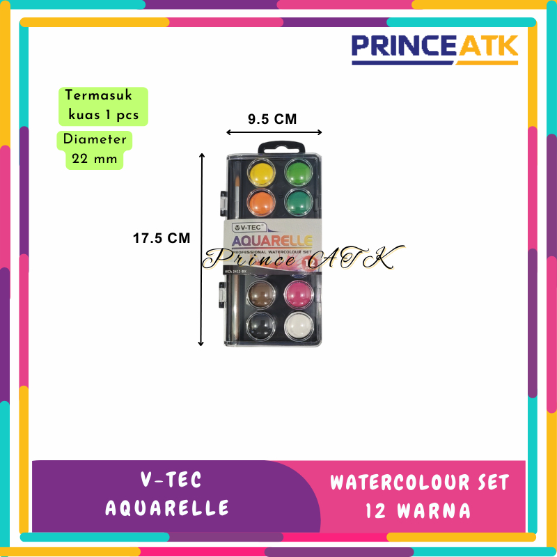 

V-TEC AQUARELLE WATERCOLOUR SET 12 WARNA