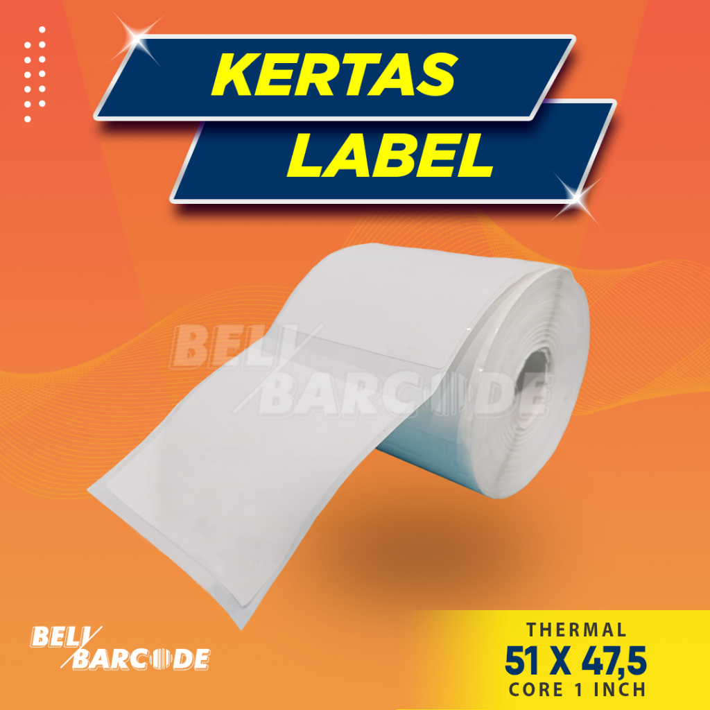 Stiker Label Thermal 51 x 47,5 mm 1 Line Gap Perforasi Isi 300pcs