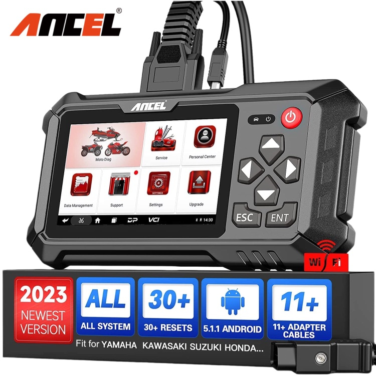 ANCEL MT500 Professional Motorcycle Obd2 Scanner Motorcycle Scanner Motorcycle Diagnosis Odb2 Motorcycle Diagnostic Tool OBDII Motorcycle Diagnostic Scanner Motor Scanner