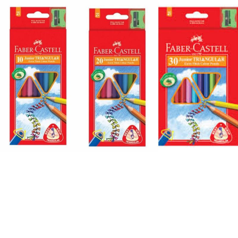 

FABER CASTELL JUNIOR TRIANGULAR GRIP COLOUR PENCIL SET 10 20 30 PENSIL WARNA SEGITIGA