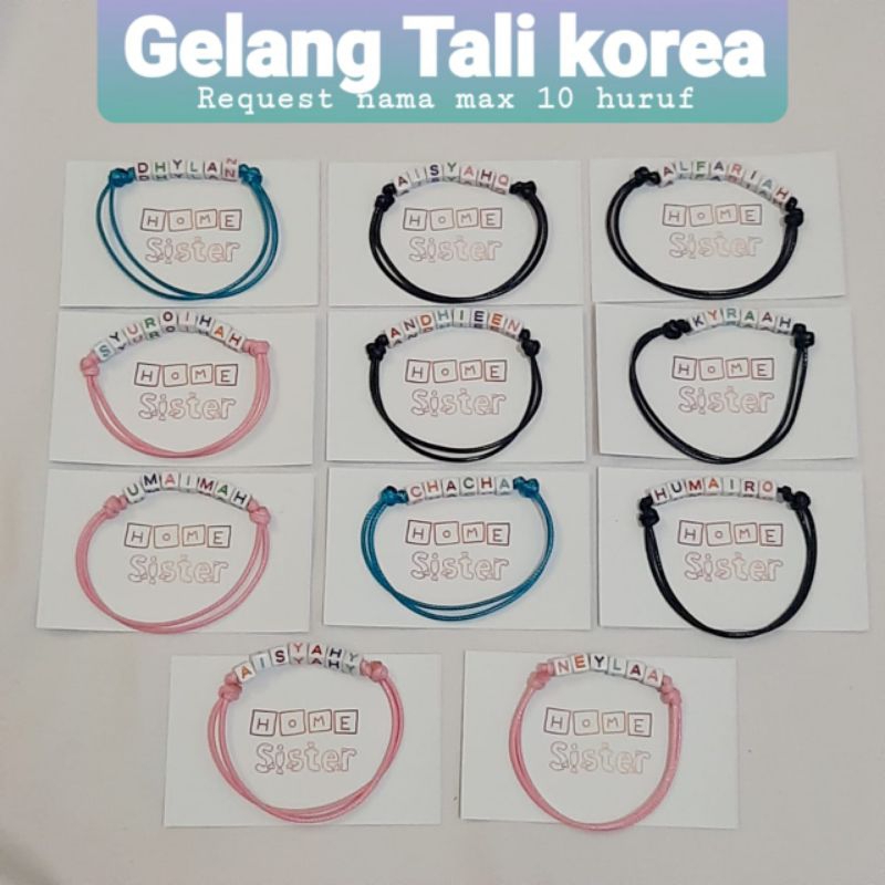 Gelang tali korea custom nama