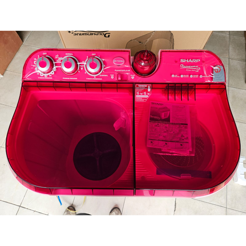 SHARP MESIN CUCI MANUAL 2 TABUNG 11 KG ES-T1270SJ DOLPHINEWAVE WITH HIJAB MODE