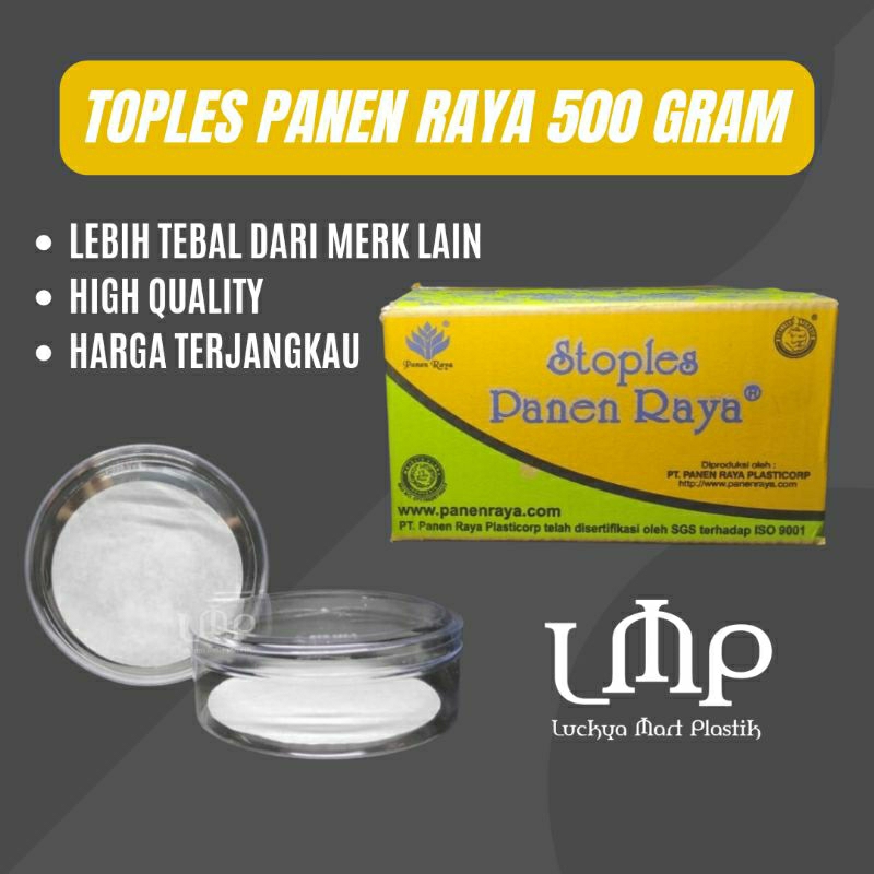 Toples bulat kue kering 500 gram isi 12 pcs panen raya / SPR 505D / Toples panen raya 505 D / toples
