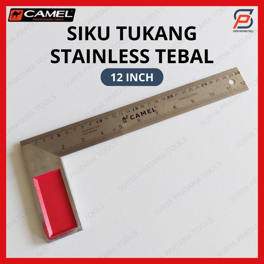 

Siku Tukang Camel 12 Inch Stainless Tebal Penggaris Siku 30 cm Heavy Duty