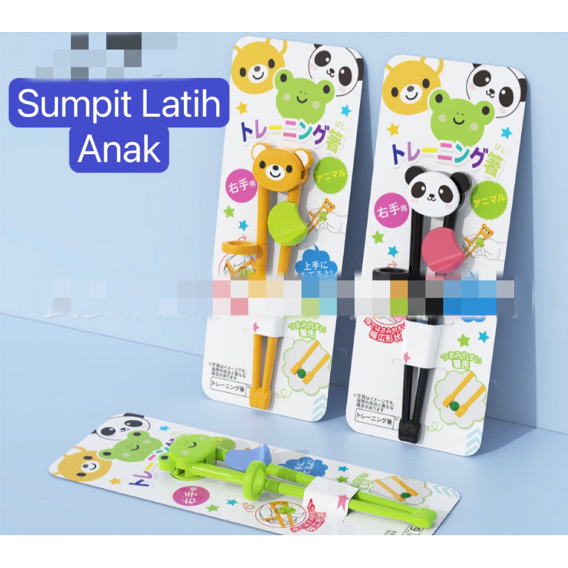 Sumpit Latih Anak / Training Chopstick Anak Motif Panda Frog Bear