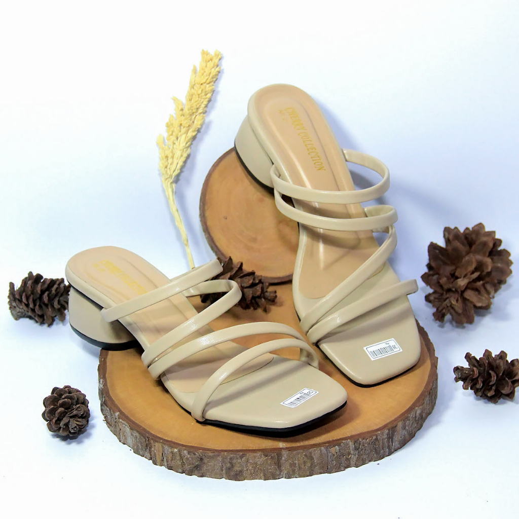 SANDAL HEELS WANITA CHUNKY HAK 3CM CERRY COLLECTION