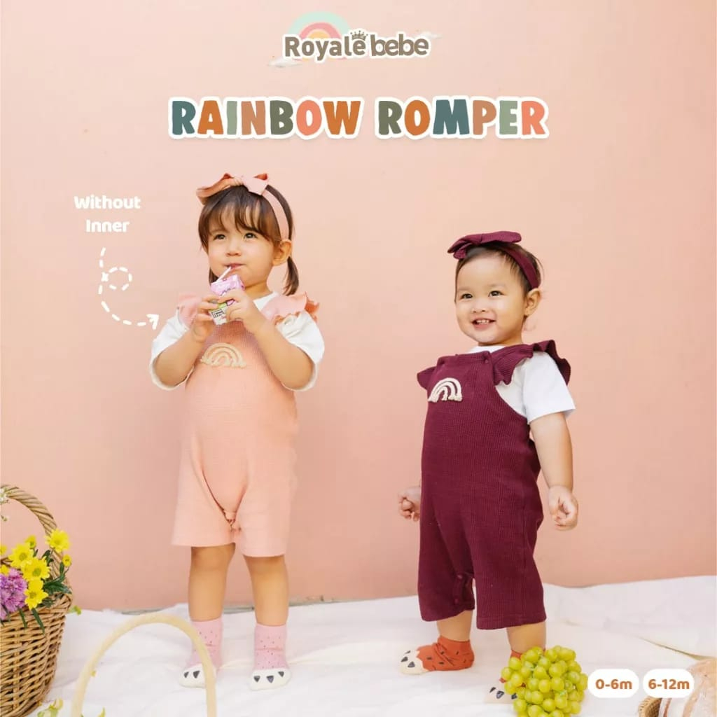 Royale Bebe 0-12m Rainbow Romper + Bandana (RB-RBR)