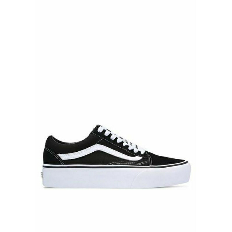 Vans Old Skool Platform Black White Original - Vans Wanita - Vans Tinggi Wanita