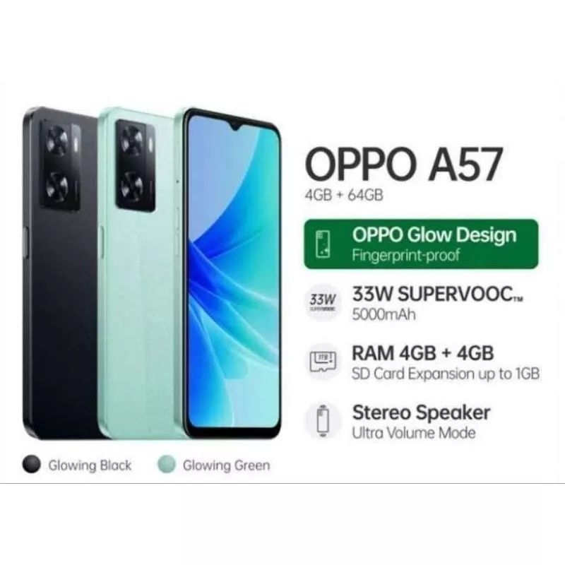 OPPO A57 RAM 8/64GB - 8/128GB GARANSI RESMI 1 TAHUN