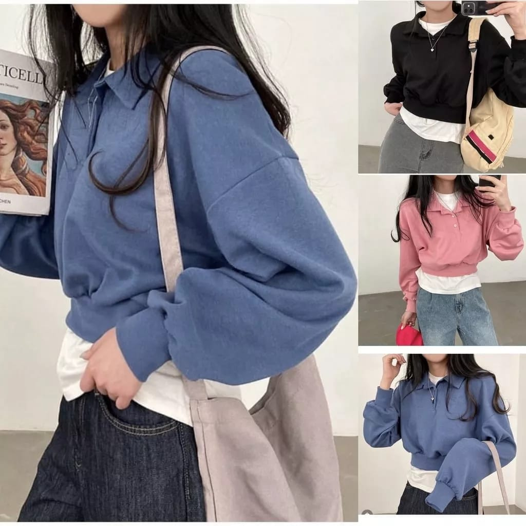 MOLLA CROOPE SWEATER WANITA - SWEATER KOREAN STYLE WANITA KEKINIAN CROOPED