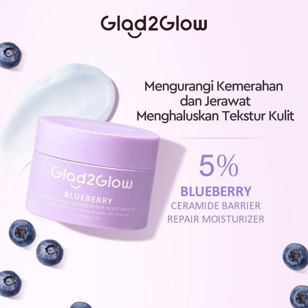 [BPOM] GLAD2GLOW 5% BLUEBERRY MOISTURIZER | CENTELLA SOOTHING MOISTURIZER GEL