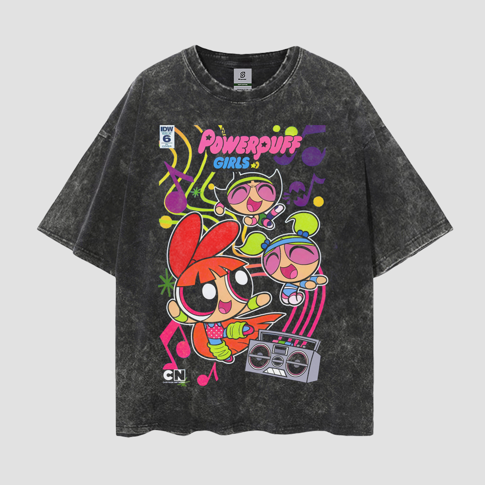 Power Girls A Cartoon Network Vintage Style Oversize Washed Tee