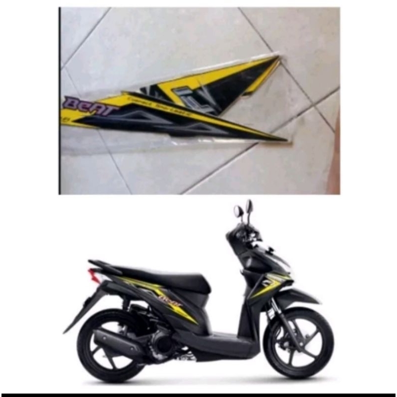 Striping stiker honda Beat tahun 2014 2015 hitam kuning