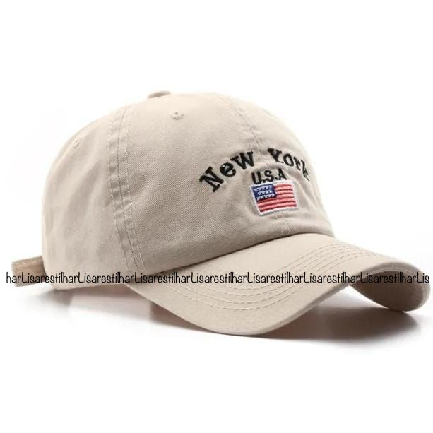 Topi Baseball Unisex New York U.S.A Kekinian Murah Bordir Gaya Korea Pria Wanita COD
