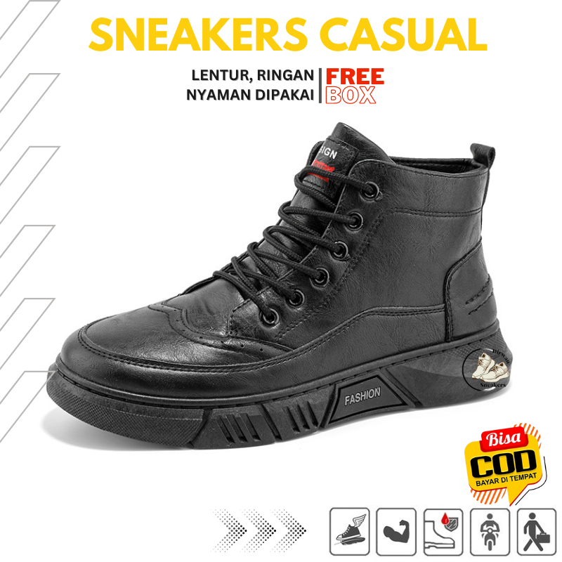 Sepatu Pria Boots Casual JOHN Semi Formal Kulit Import