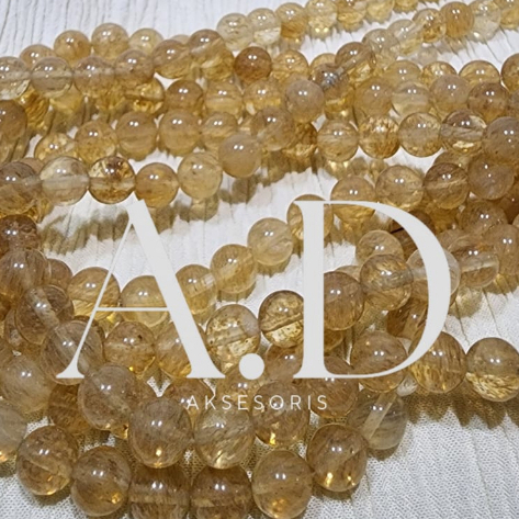 Manik Batu Alam Citrine 4mm 6mm 8mm 10mm 12mm Beads Stone