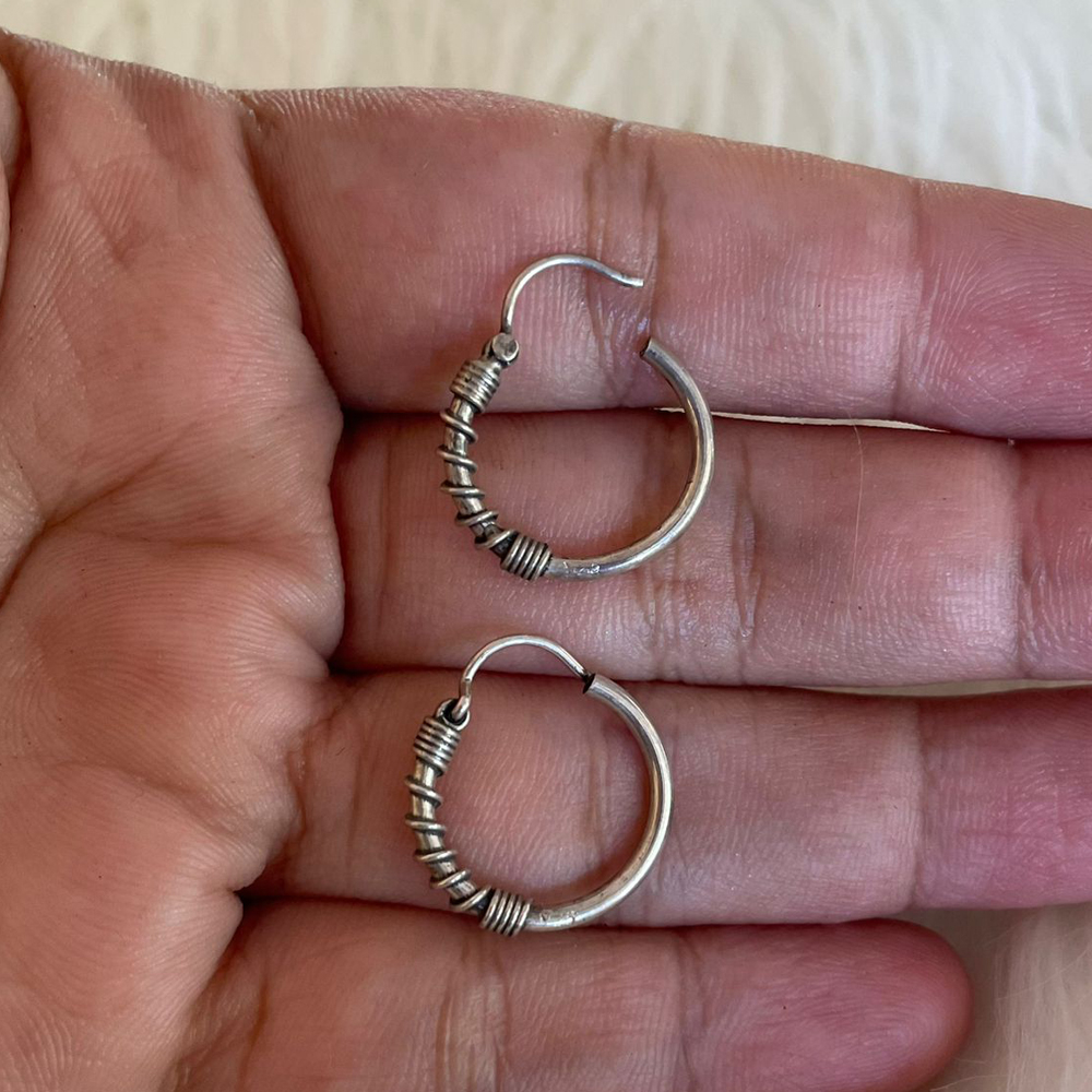 Anting Earrings Perak Silver Bali Hoop Kecil Budhis Lilit Pir Per Samping Bulat Bayi Balita Anak Pri